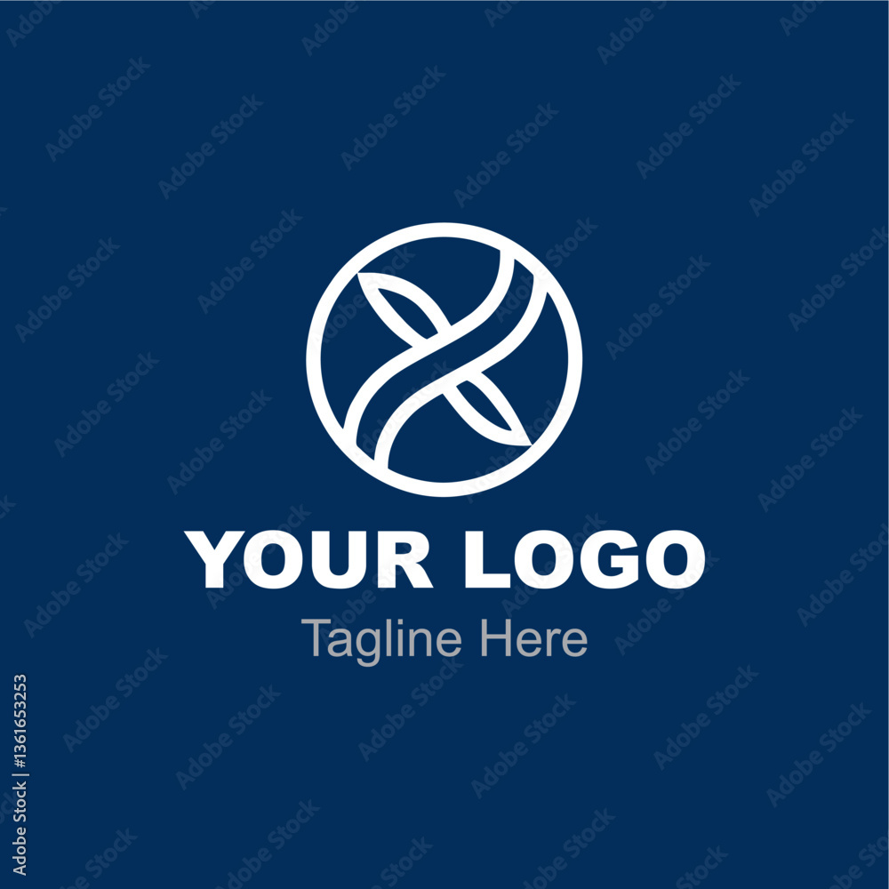 Fototapeta premium White logo on a blue background.