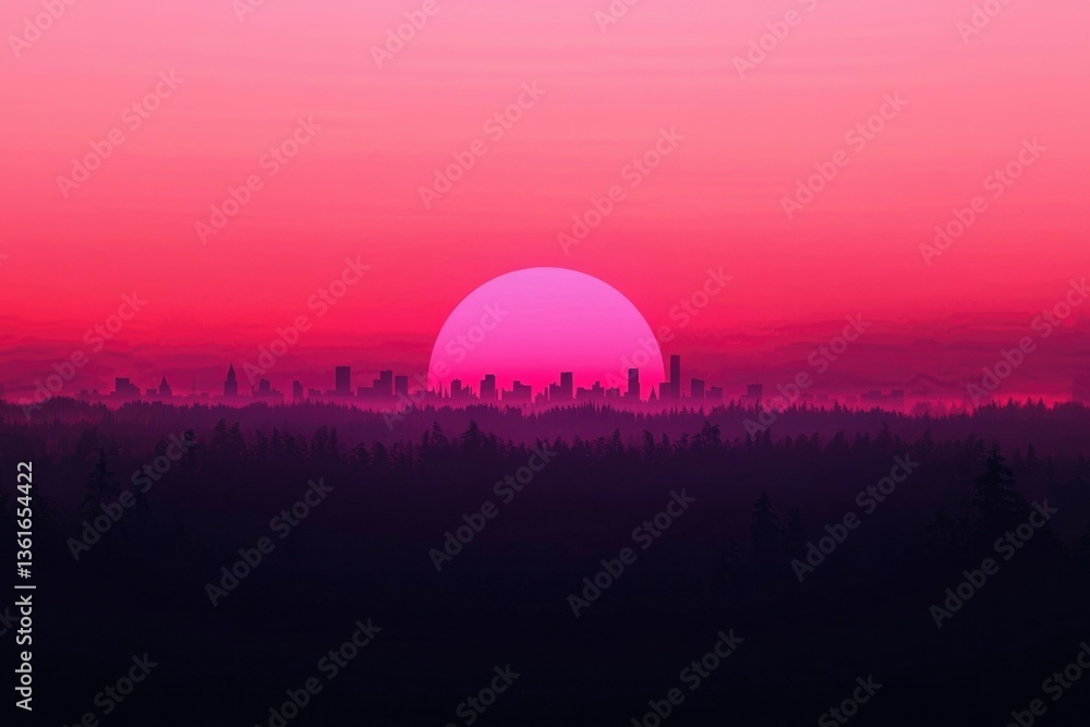 Obraz premium City sunset, vibrant hues