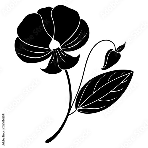 Sweet Pea Flower Vector – Elegant and Detailed Floral Design for Graphics & Illustrations