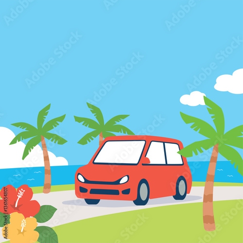 夏の海辺のドライブの背景