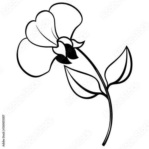 Sweet Pea Flower Vector – Elegant and Detailed Floral Design for Graphics & Illustrations