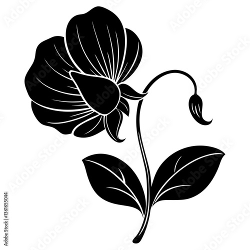 Sweet Pea Flower Vector – Elegant and Detailed Floral Design for Graphics & Illustrations