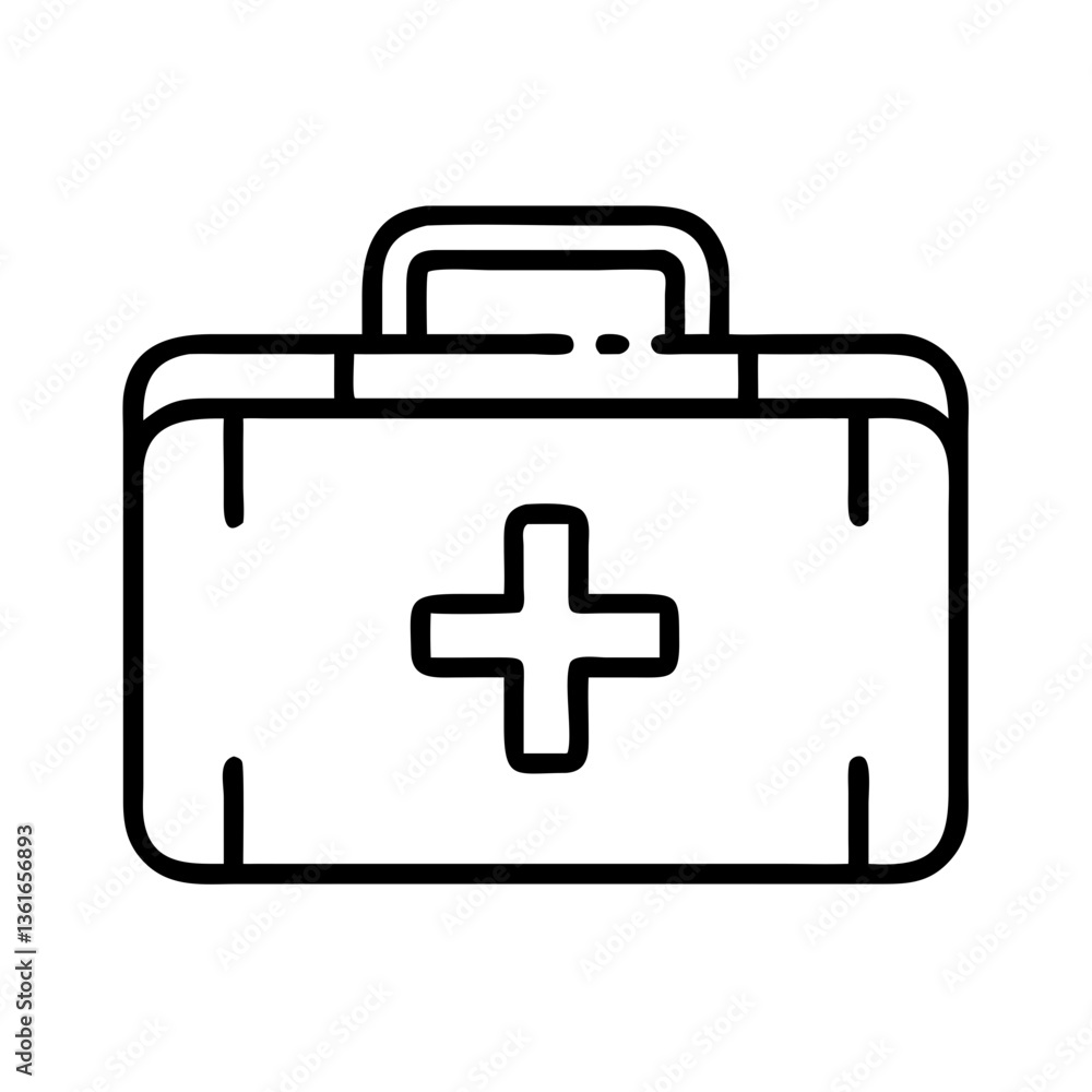 First Aid Kit Icon Outline Design on White Background First Aid Kit Icon Outline Design on White Background