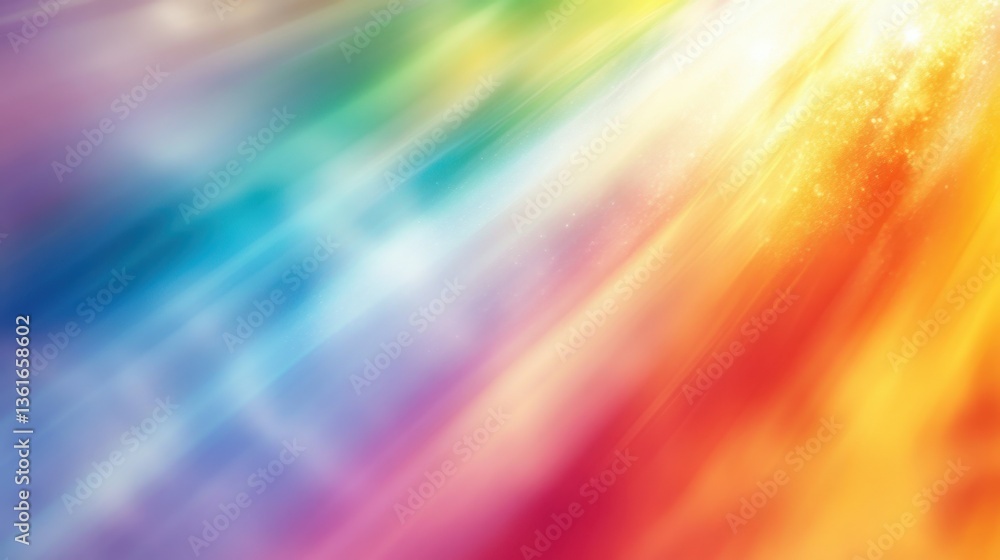 Obraz premium Dreamy, blurred background bursts with vibrant color. A rainbow of blues, greens, yellows, reds, and oranges creates an ethereal, abstract feel