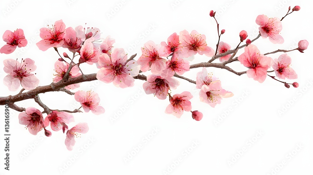 Delicate cherry blossom flowers on a branch Delicate cherry blossom flowers on a branch