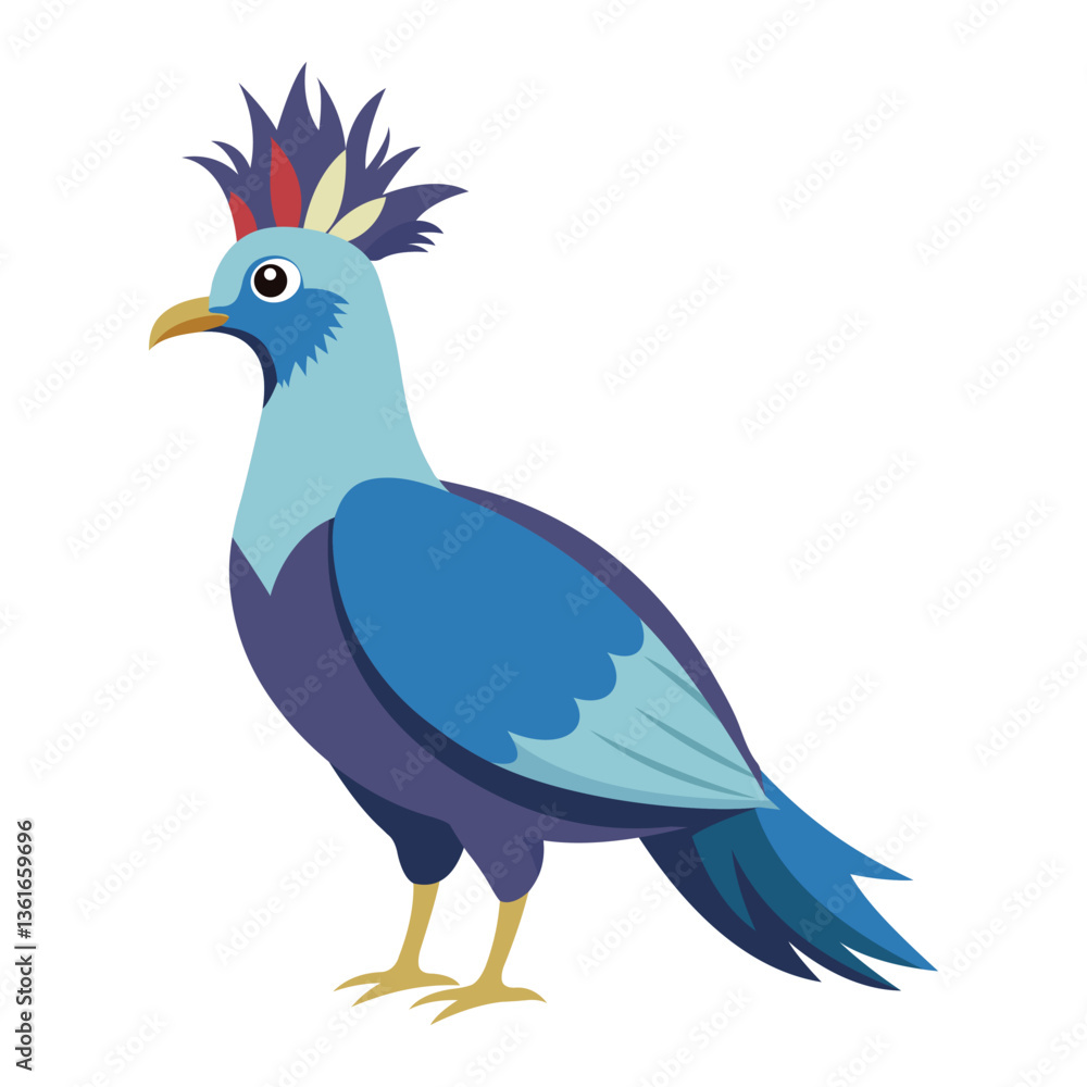 Fototapeta premium Large and Regal Victoria Crowned Pigeon on White