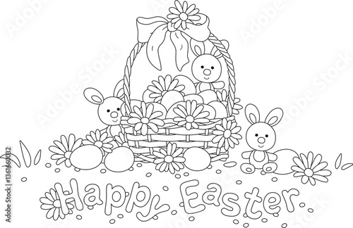 Greeting card with happy Ea...