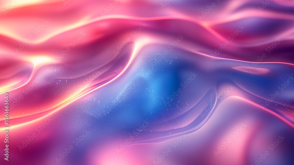 Fototapeta premium Abstract Fluid 3D Render: Wavy Flow, Pink and Blue Hues