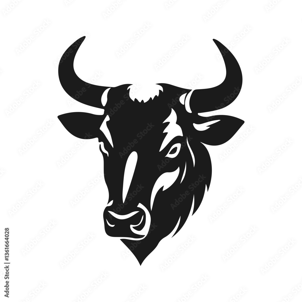 A bull logo with powerful horns. Aggressive and dynamic style symbolizing strength, courage and fortitude. Bull logo, animal head, horned beast, strong symbol A bull logo with powerful horns. Aggressive and dynamic style symbolizing strength, courage and fortitude. Bull logo, animal head, horned beast, strong symbol