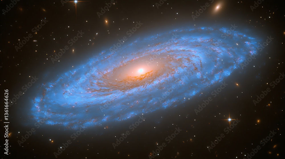 Naklejka premium Blue spiral galaxy in deep space. (4)