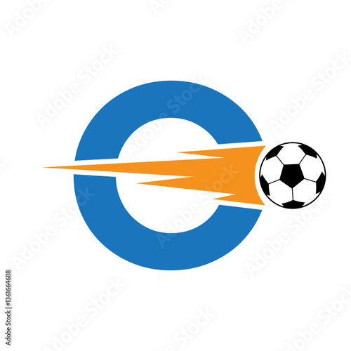 Initial Letter O Soccer Logo Design With Speed Symbol. Football Logo For Academy and Club Sign