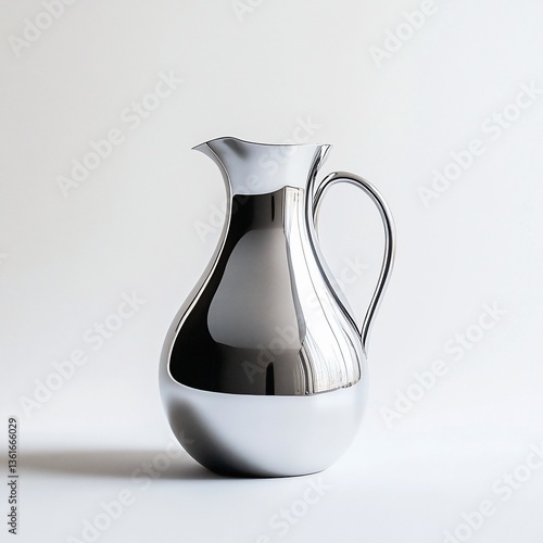 Shiny chrome pitcher on plain background