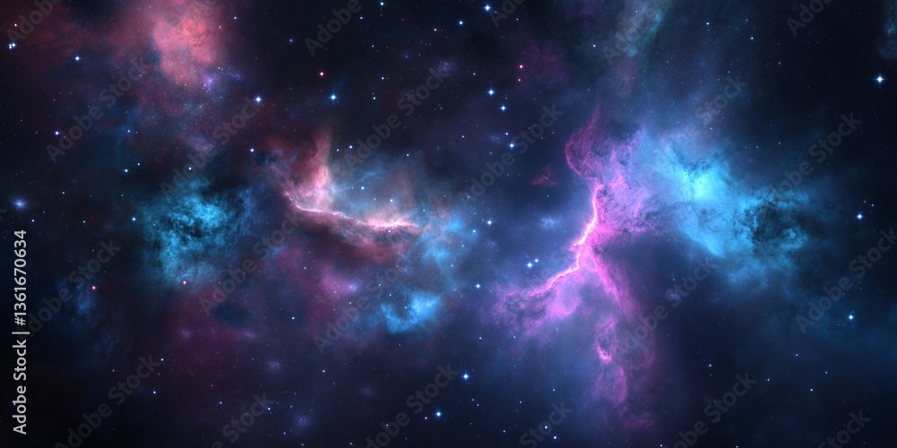 Fototapeta premium Epic Cosmic Landscape | Vibrant Space Scene with Planets, Nebula, and Alien Horizon