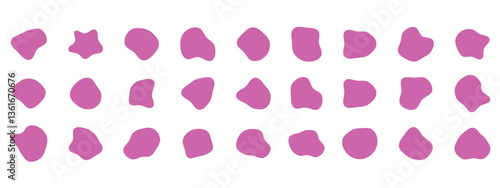Organic colorful blob shapes. Round abstract organic shape collection. Pebble, drops and stone silhouettes. Random abstract liquid organic irregular blotch shapes.