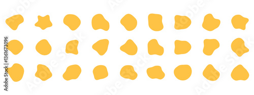 Organic colorful blob shapes. Round abstract organic shape collection. Pebble, drops and stone silhouettes. Random abstract liquid organic irregular blotch shapes.