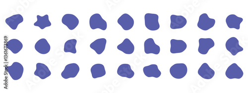 Organic colorful blob shapes. Round abstract organic shape collection. Pebble, drops and stone silhouettes. Random abstract liquid organic irregular blotch shapes.