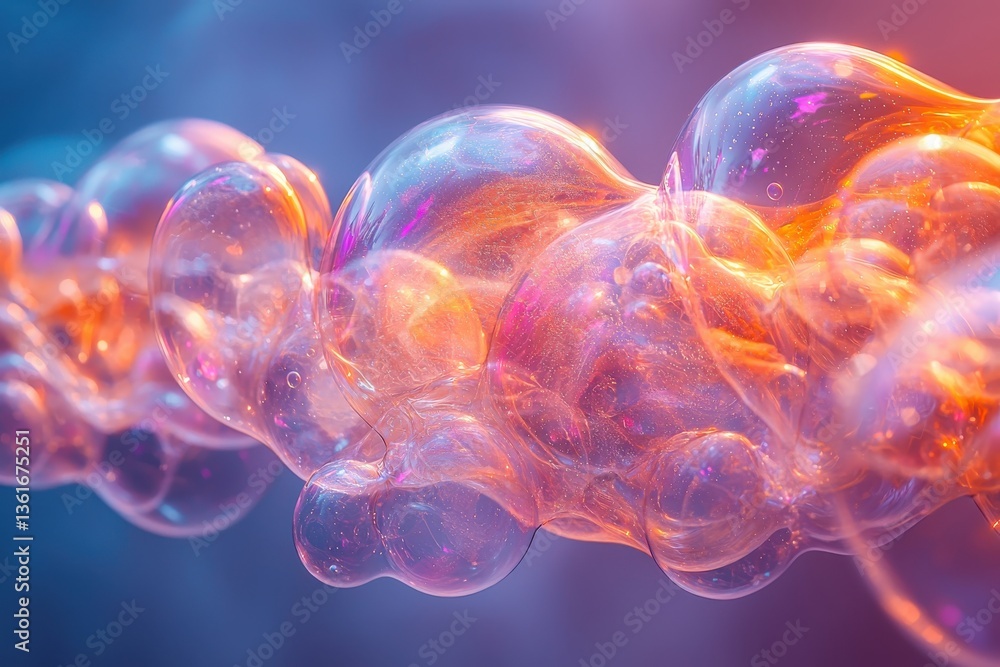 Obraz premium Colorful bubbles floating in a dreamy atmosphere with vibrant hues and soft lighting effects
