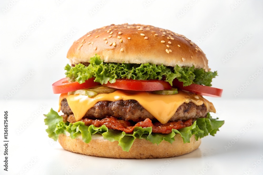 Burger on white background, Testy food Burger on white background, Testy food