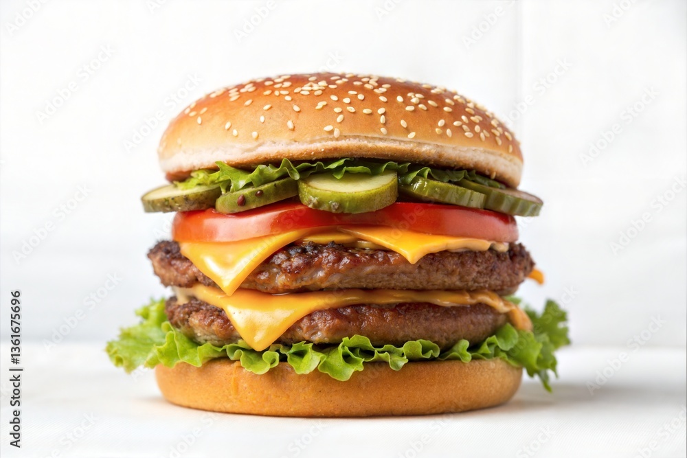 Burger on white background, Testy food Burger on white background, Testy food