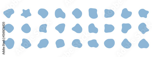 Organic colorful blob shapes. Round abstract organic shape collection. Pebble, drops and stone silhouettes. Random abstract liquid organic irregular blotch shapes.