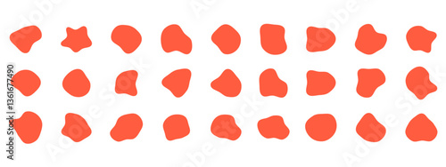 Organic colorful blob shapes. Round abstract organic shape collection. Pebble, drops and stone silhouettes. Random abstract liquid organic irregular blotch shapes.