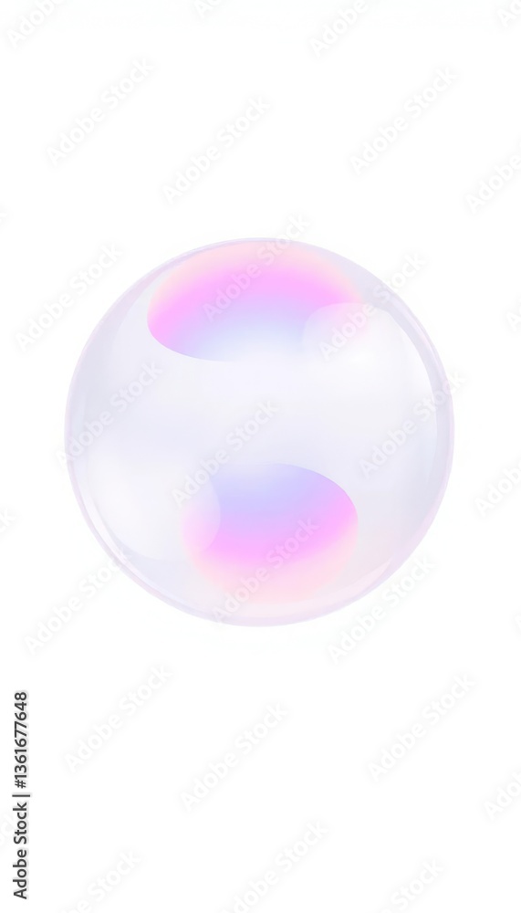 A fragile, iridescent pink soap bubble isolated on a white background, dreamy, still life, single bubble A fragile, iridescent pink soap bubble isolated on a white background, dreamy, still life, single bubble