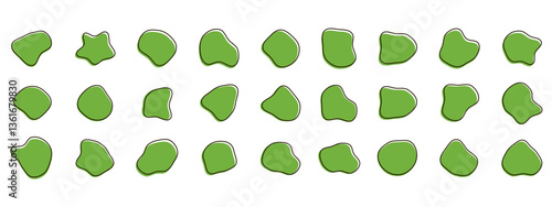 Organic colorful blob shapes. Round abstract organic shape collection. Pebble, drops and stone silhouettes. Random abstract liquid organic irregular blotch shapes.