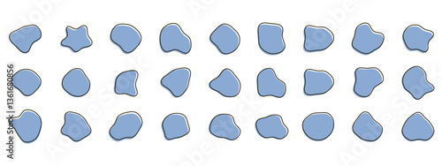 Organic colorful blob shapes. Round abstract organic shape collection. Pebble, drops and stone silhouettes. Random abstract liquid organic irregular blotch shapes.