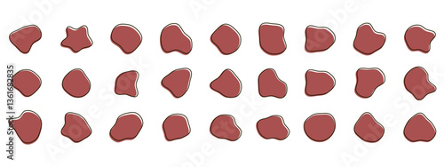 Organic colorful blob shapes. Round abstract organic shape collection. Pebble, drops and stone silhouettes. Random abstract liquid organic irregular blotch shapes.