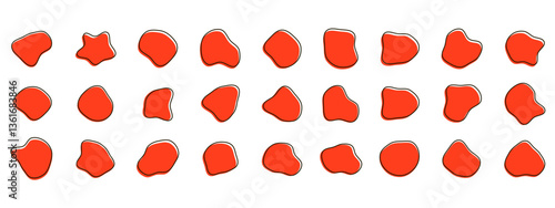 Organic colorful blob shapes. Round abstract organic shape collection. Pebble, drops and stone silhouettes. Random abstract liquid organic irregular blotch shapes.