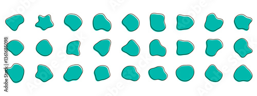 Organic colorful blob shapes. Round abstract organic shape collection. Pebble, drops and stone silhouettes. Random abstract liquid organic irregular blotch shapes.