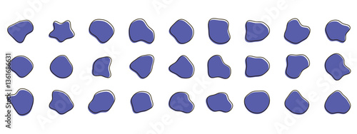 Organic colorful blob shapes. Round abstract organic shape collection. Pebble, drops and stone silhouettes. Random abstract liquid organic irregular blotch shapes.