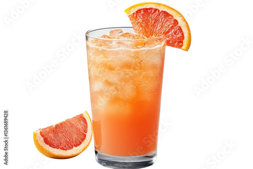 Fotografie A Refreshing Grapefruit Spritz, Perfectly Chilled And Bubbly, Garnished With Jui