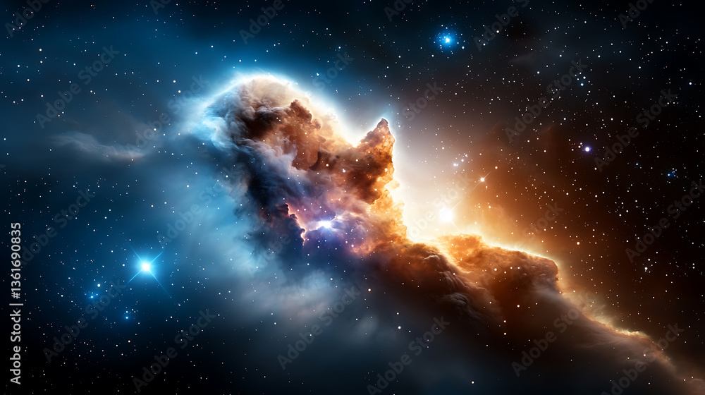 Fototapeta premium Intergalactic ethereal clouds outer space digital art cosmic environment wide-angle view celestial concept for seo impact
