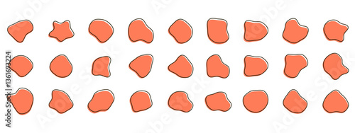 Organic colorful blob shapes. Round abstract organic shape collection. Pebble, drops and stone silhouettes. Random abstract liquid organic irregular blotch shapes.