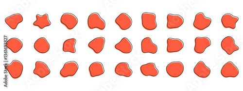 Organic colorful blob shapes. Round abstract organic shape collection. Pebble, drops and stone silhouettes. Random abstract liquid organic irregular blotch shapes.