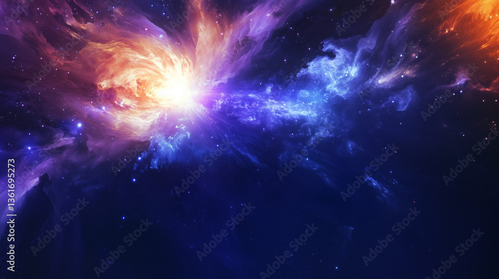 スピリチュアル空間幻想的なパープルとゴールドの宇宙星雲月夜ファンタジー スピリチュアル空間幻想的なパープルとゴールドの宇宙星雲月夜ファンタジー