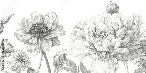 Wallpaper Mural Delicate botanical sketches present refined floral clip art Torontodigital.ca