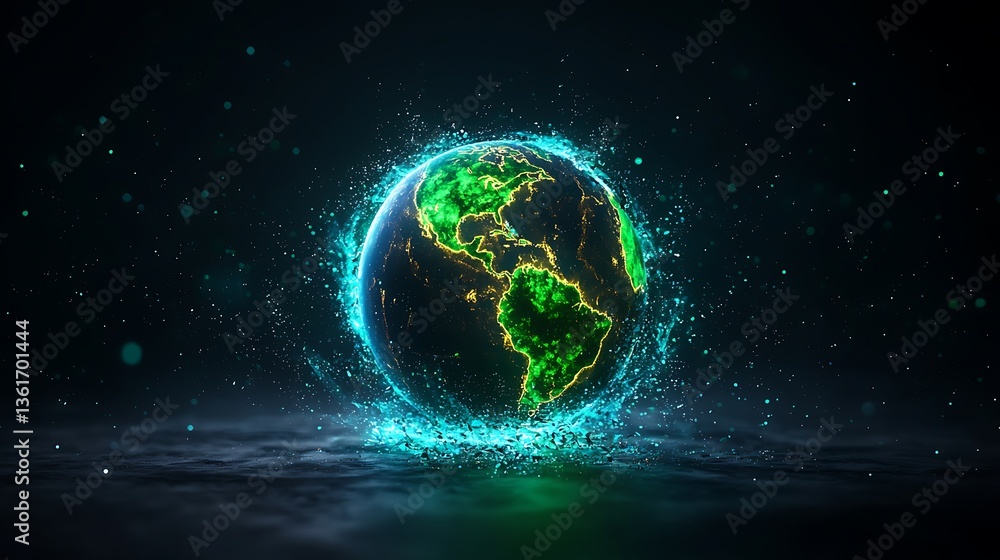 Obraz premium Glowing Earth with Energy, and Planet.