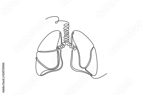 lungs. parts of the body concept. Single line draw design. Vector graphic illustration