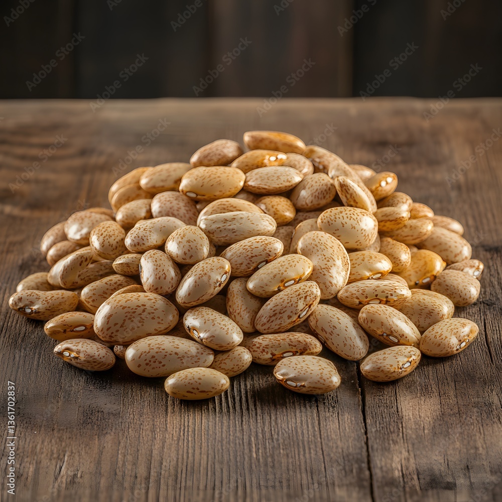 Obraz premium Pinto Beans Wooden Background Organic Food Photography