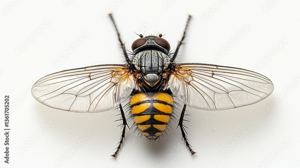 Stunning Close-up of a Fly: Intricate Wings and Body Details in Macro Photography Stunning Close-up of a Fly: Intricate Wings and Body Details in Macro Photography