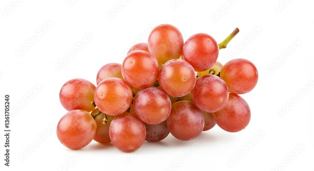 Fototapeta premium Red Grapes Bunch Fresh Fruit Isolated on White