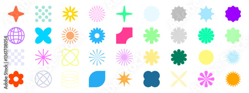 Set, collection geometric shapes. Trendy set with shapes different style. Bauhaus, futuristic, memphis. set of black bauhaus shapes, geometric abstract shapes.