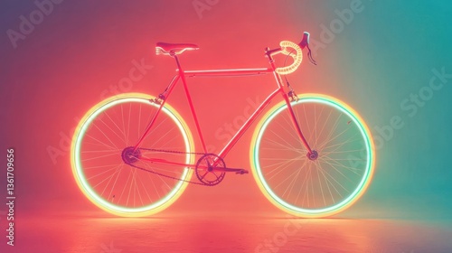 Wallpaper Mural Neon-lit road bike studio shot, gradient background Torontodigital.ca