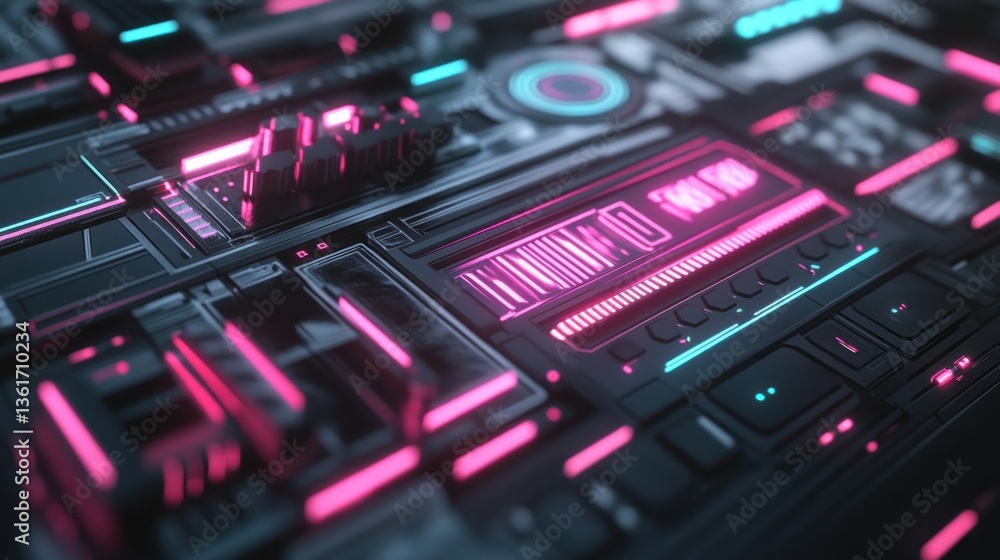 Obraz premium Futuristic Interface Loading Progress Neon