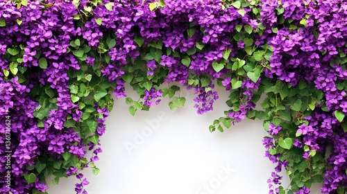 Vibrant Purple Bougainvillea Flowers on White Wall