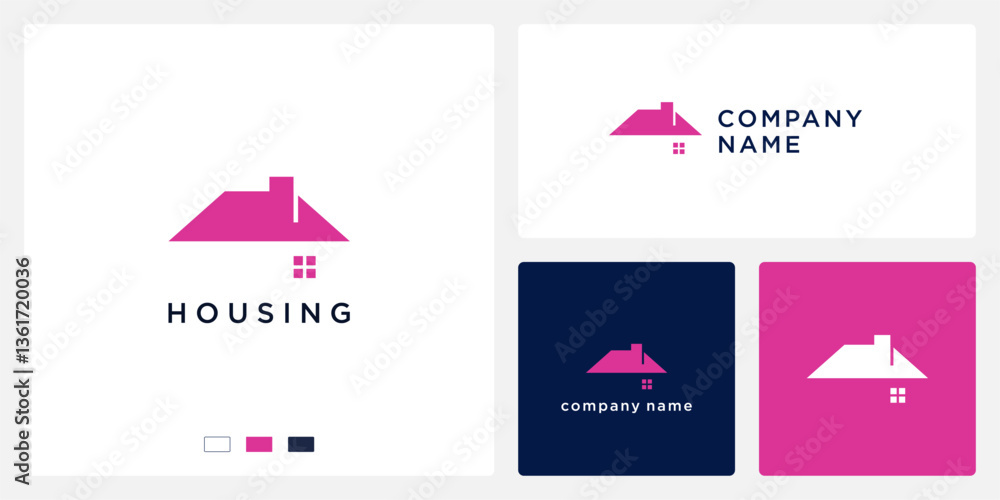 Housing logo design template roof and window Housing logo design template roof and window