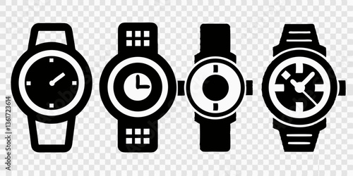 set of vector icons of watches