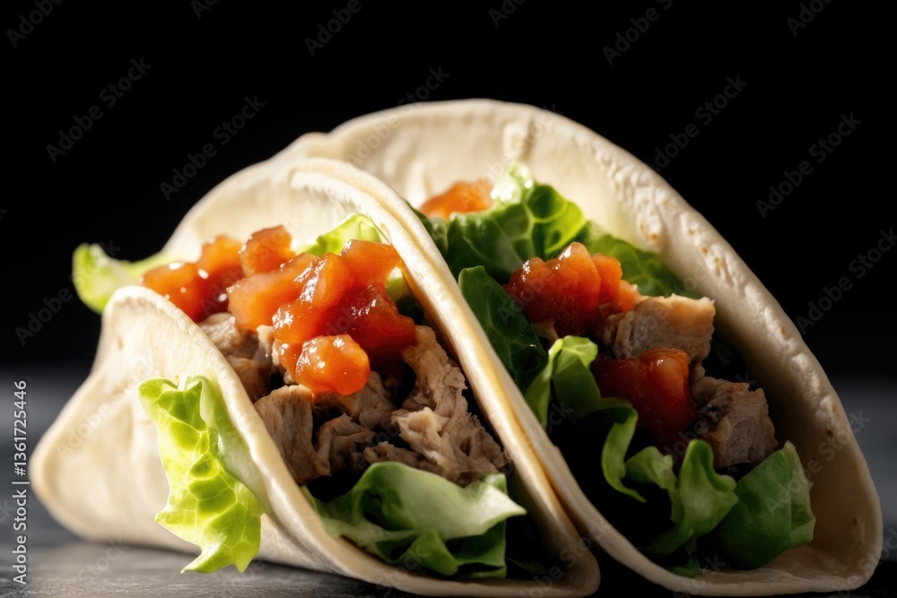 Tacos filled with fresh ingredients showcase vibrant flavors and Tacos filled with fresh ingredients showcase vibrant flavors and